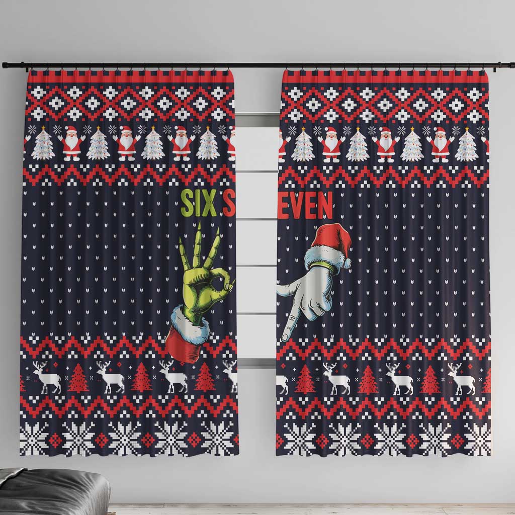 Grinch Hand Six Seven Xmas Window Curtain Meme Gen Alpha Slang - Wonder Print Shop