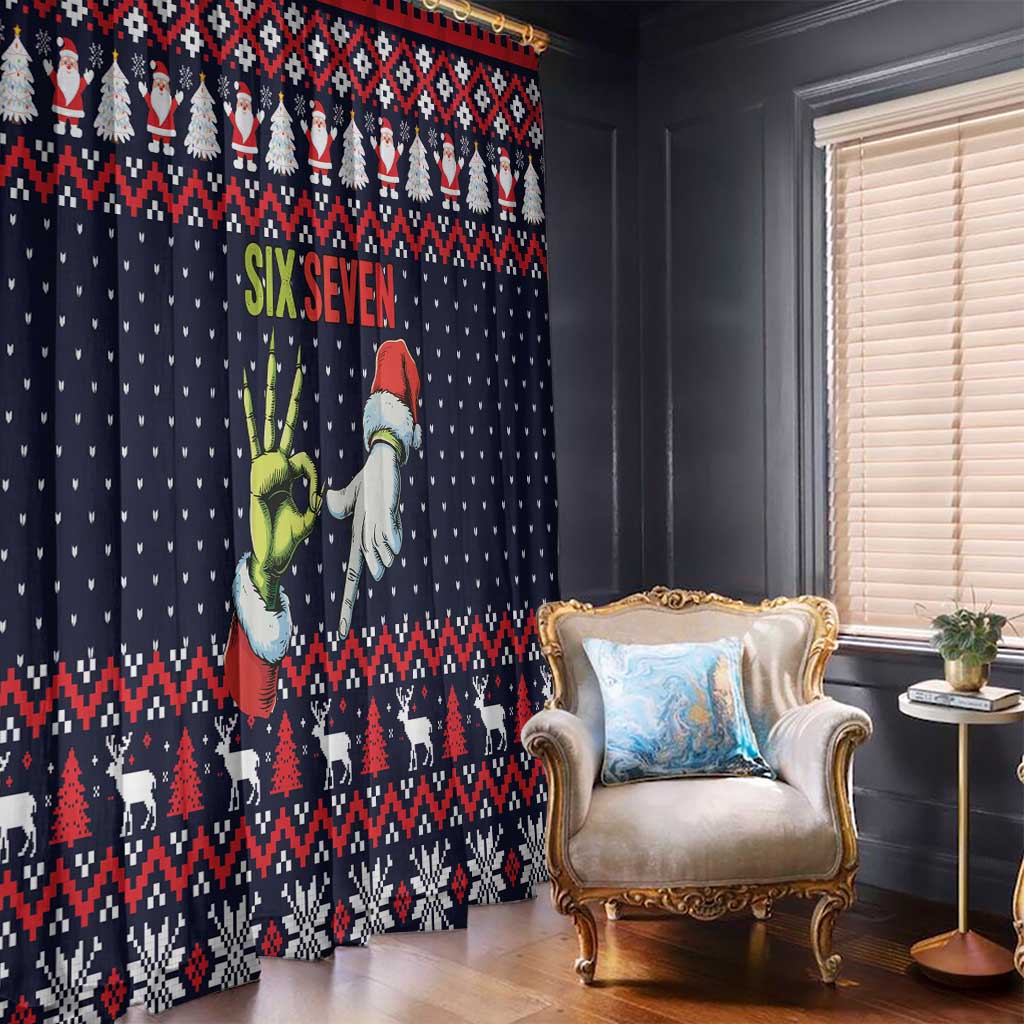 Grinch Hand Six Seven Xmas Window Curtain Meme Gen Alpha Slang - Wonder Print Shop