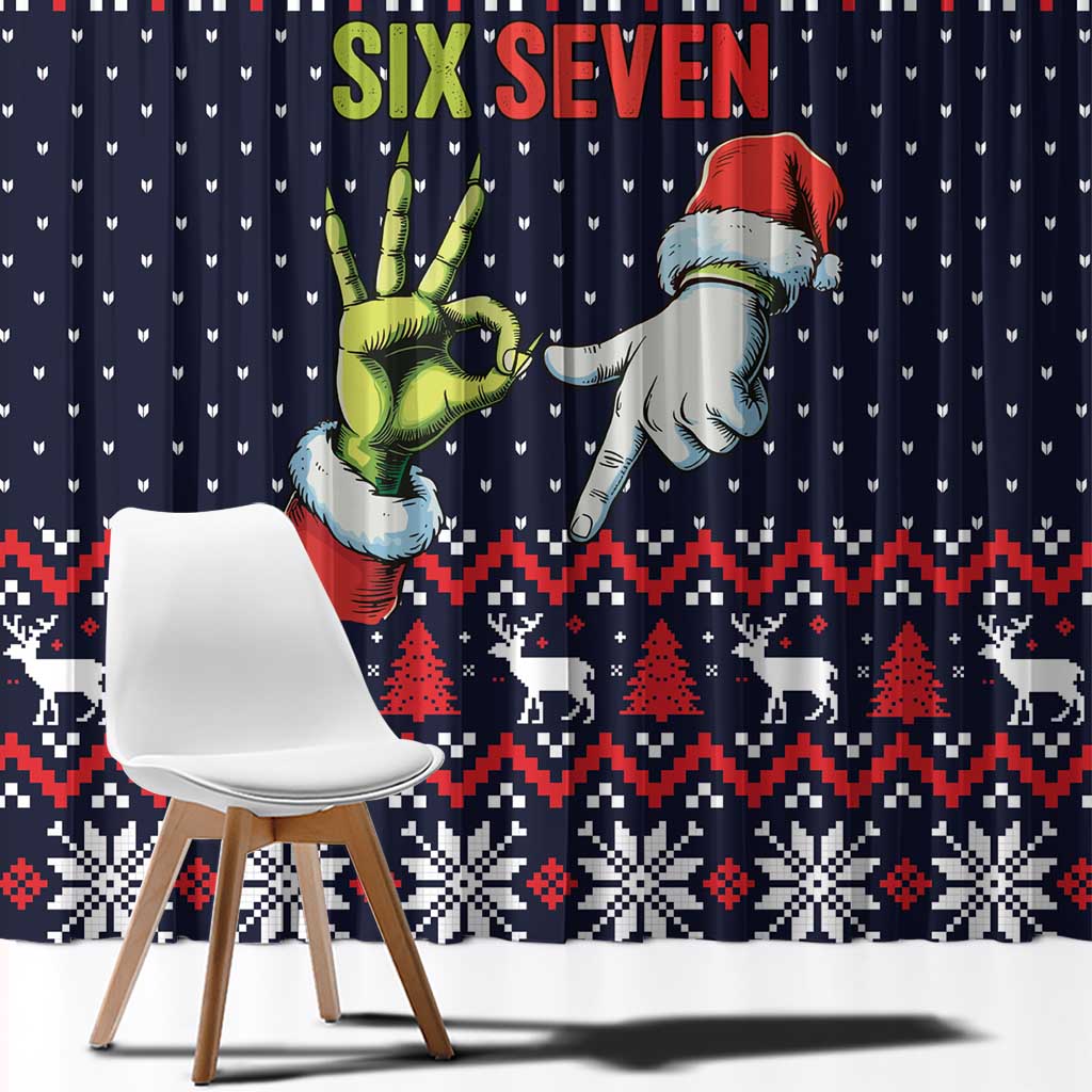 Grinch Hand Six Seven Xmas Window Curtain Meme Gen Alpha Slang - Wonder Print Shop