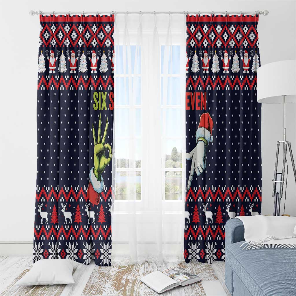 Grinch Hand Six Seven Xmas Window Curtain Meme Gen Alpha Slang - Wonder Print Shop