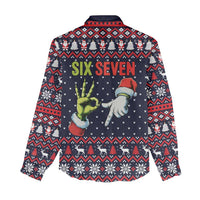 Grinch Hand Six Seven Xmas Women Casual Shirt Meme Gen Alpha Slang - Wonder Print Shop