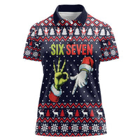 Grinch Hand Six Seven Xmas Women Polo Shirt Meme Gen Alpha Slang - Wonder Print Shop