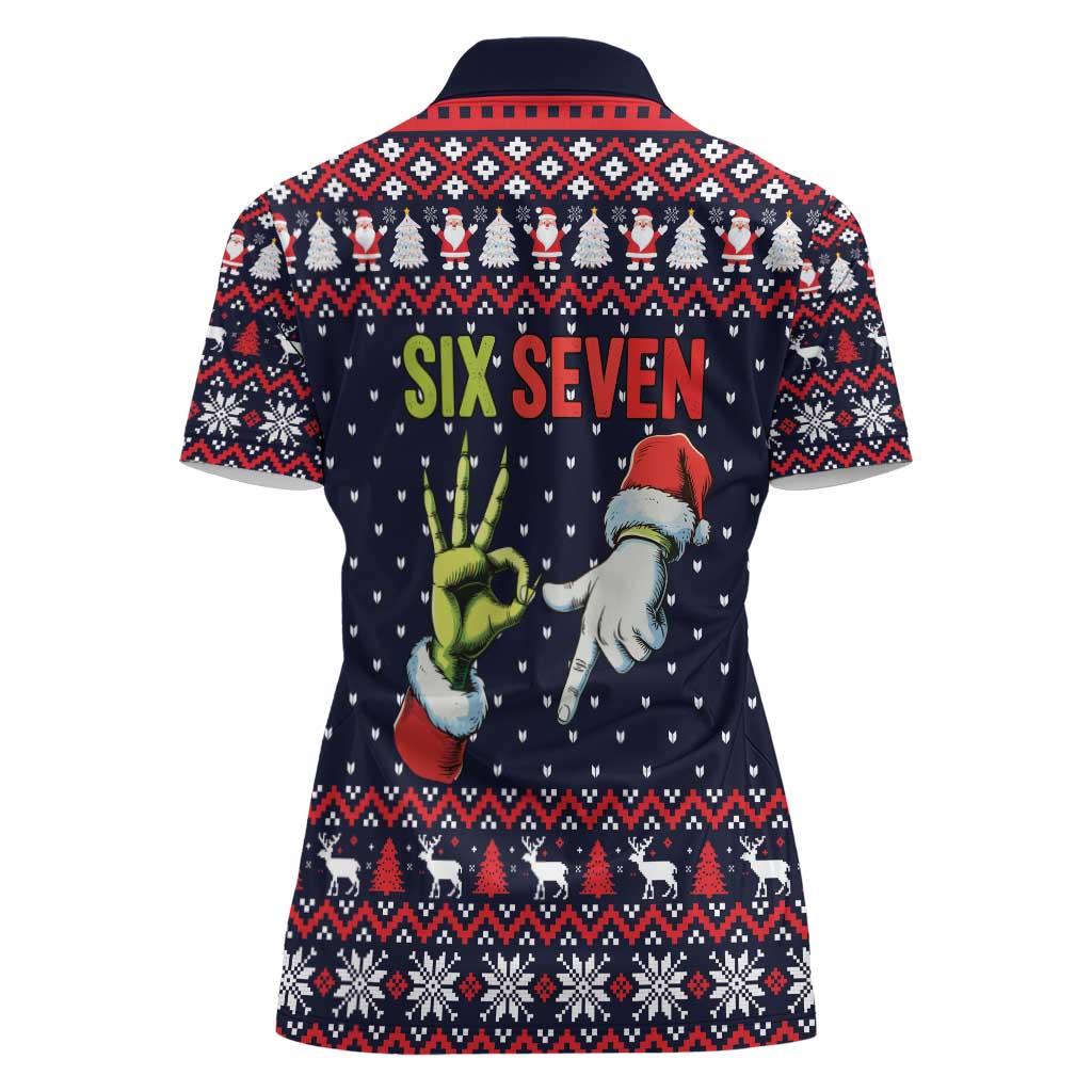 Grinch Hand Six Seven Xmas Women Polo Shirt Meme Gen Alpha Slang - Wonder Print Shop