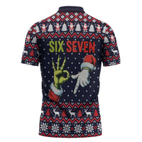 Grinch Hand Six Seven Xmas Zipper Polo Shirt Meme Gen Alpha Slang - Wonder Print Shop