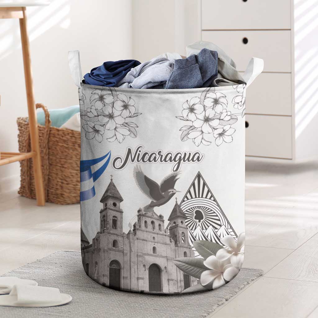 Nicaragua Leon Cathedral Laundry Basket Motmot with Plumeria Style - Wonder Print Shop