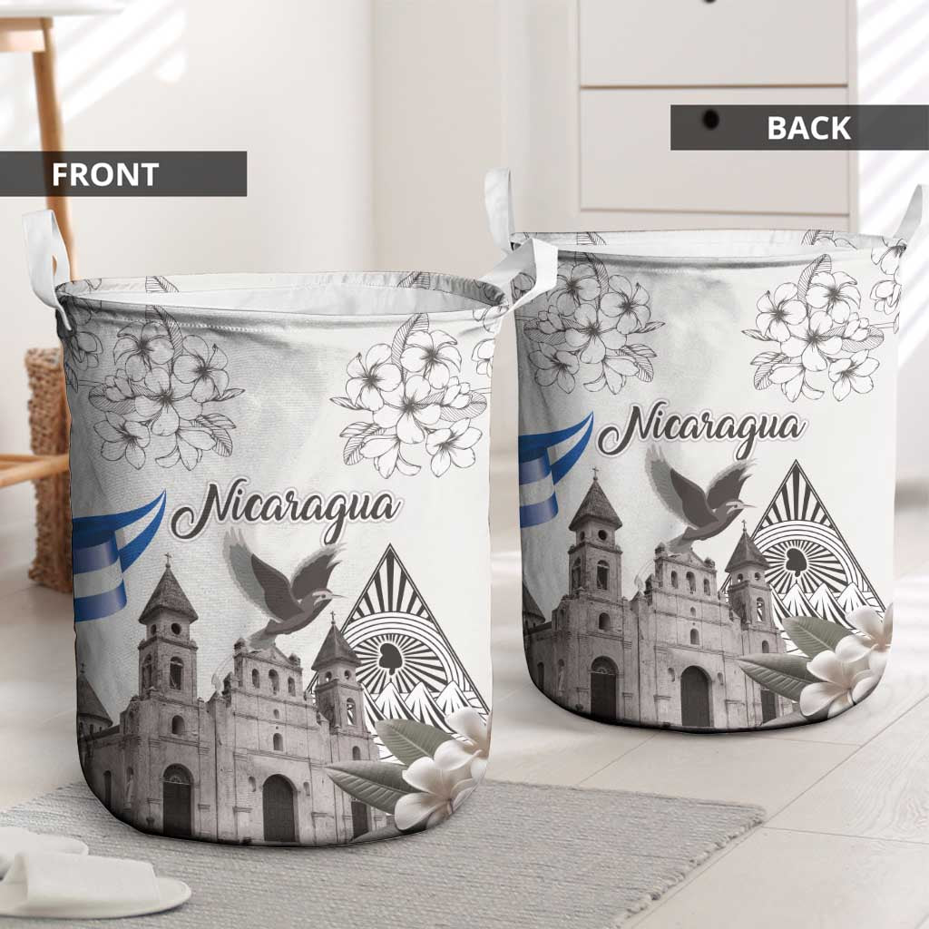 Nicaragua Leon Cathedral Laundry Basket Motmot with Plumeria Style - Wonder Print Shop