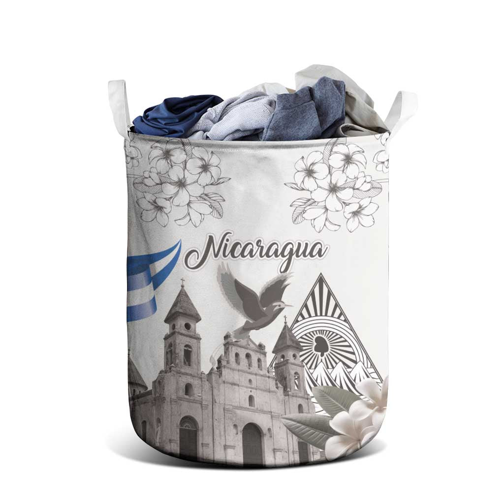 Nicaragua Leon Cathedral Laundry Basket Motmot with Plumeria Style - Wonder Print Shop