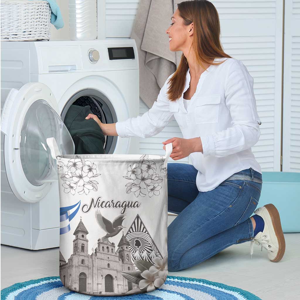 Nicaragua Leon Cathedral Laundry Basket Motmot with Plumeria Style - Wonder Print Shop