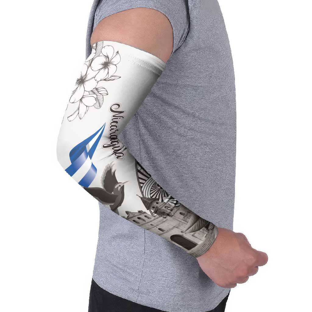 Nicaragua Leon Cathedral Arm Sleeves Motmot with Plumeria Style - Wonder Print Shop