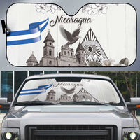 Nicaragua Leon Cathedral Auto Sun Shade Motmot with Plumeria Style - Wonder Print Shop