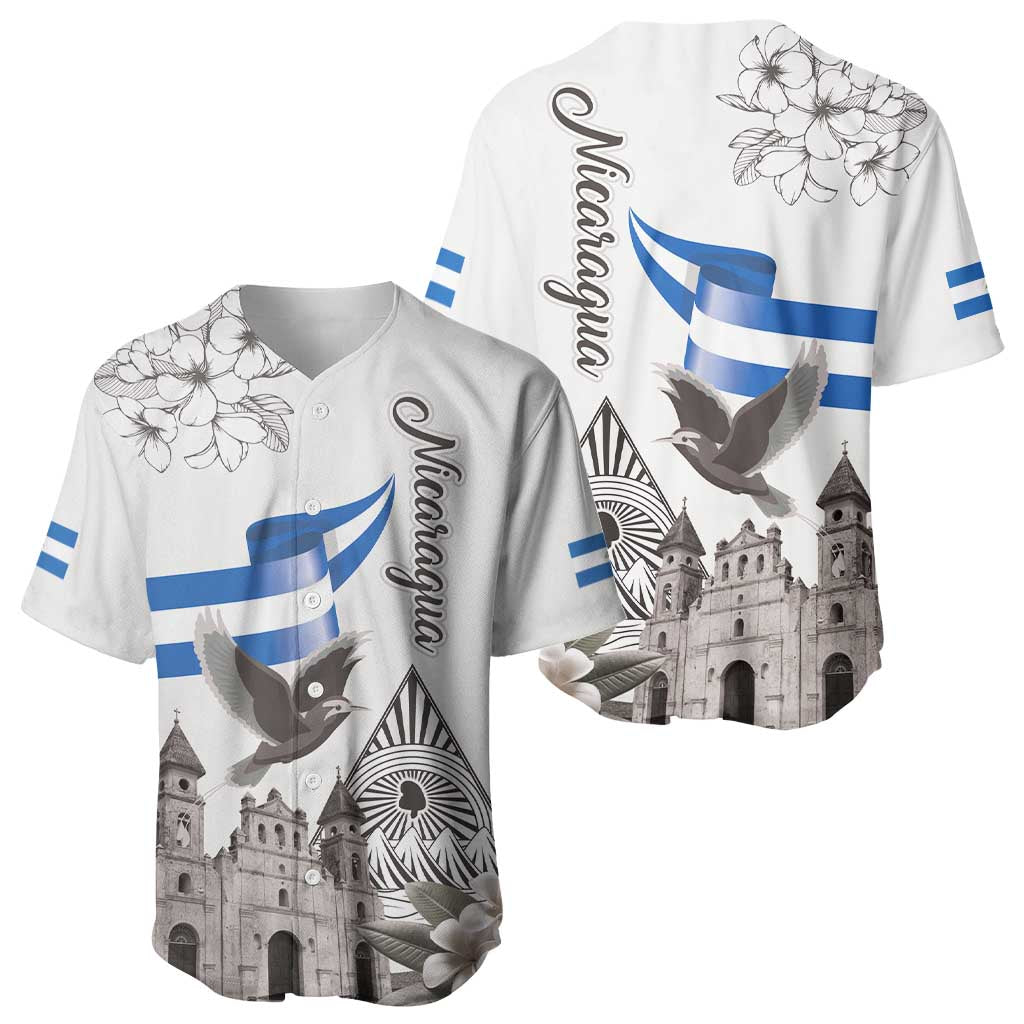 Nicaragua Leon Cathedral Baseball Jersey Motmot with Plumeria Style - Wonder Print Shop
