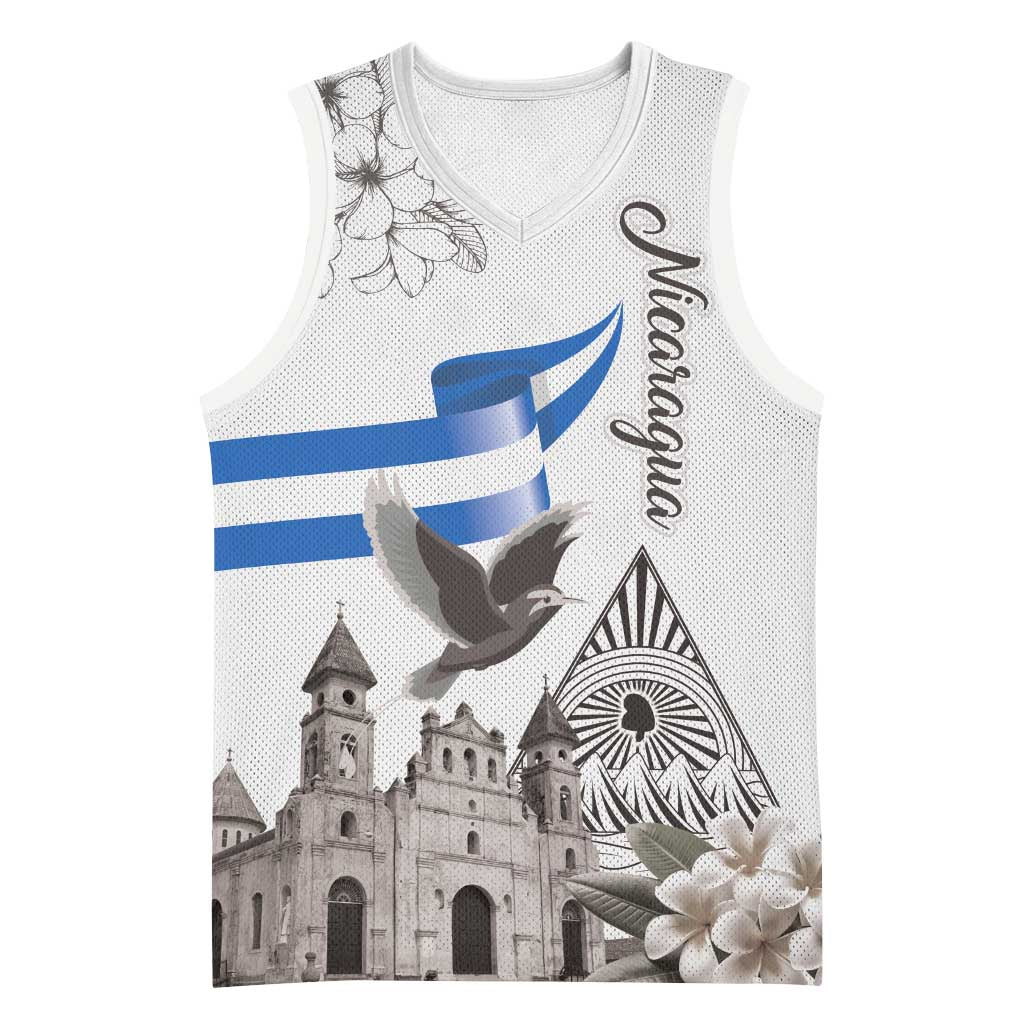 Nicaragua Leon Cathedral Basketball Jersey Motmot with Plumeria Style - Wonder Print Shop