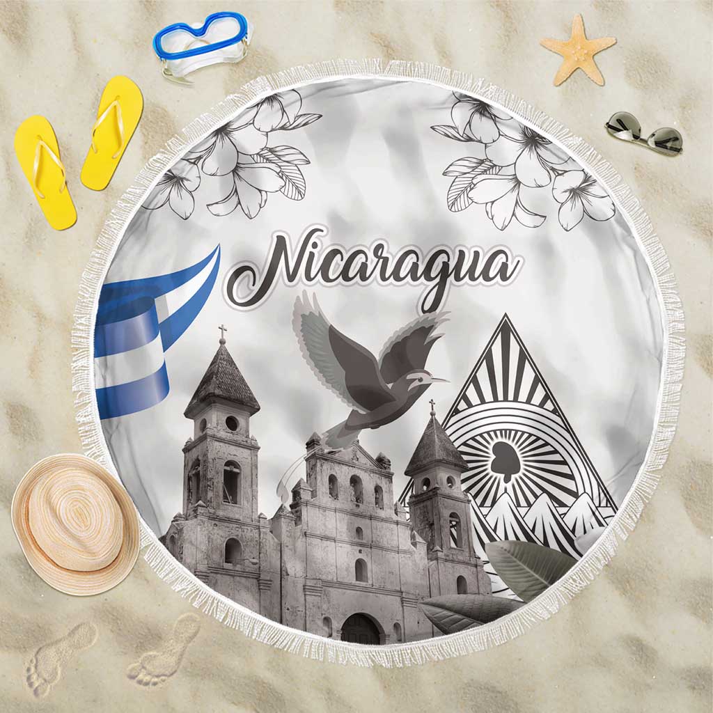 Nicaragua Leon Cathedral Beach Blanket Motmot with Plumeria Style - Wonder Print Shop