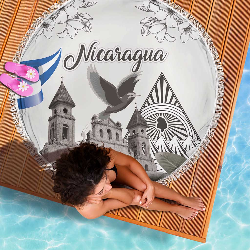 Nicaragua Leon Cathedral Beach Blanket Motmot with Plumeria Style - Wonder Print Shop
