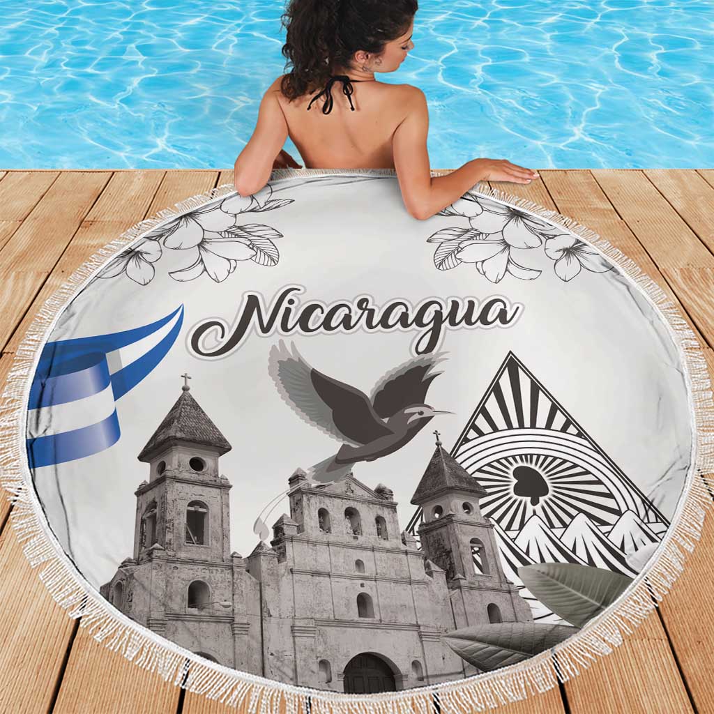 Nicaragua Leon Cathedral Beach Blanket Motmot with Plumeria Style - Wonder Print Shop