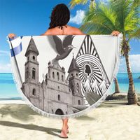 Nicaragua Leon Cathedral Beach Blanket Motmot with Plumeria Style - Wonder Print Shop