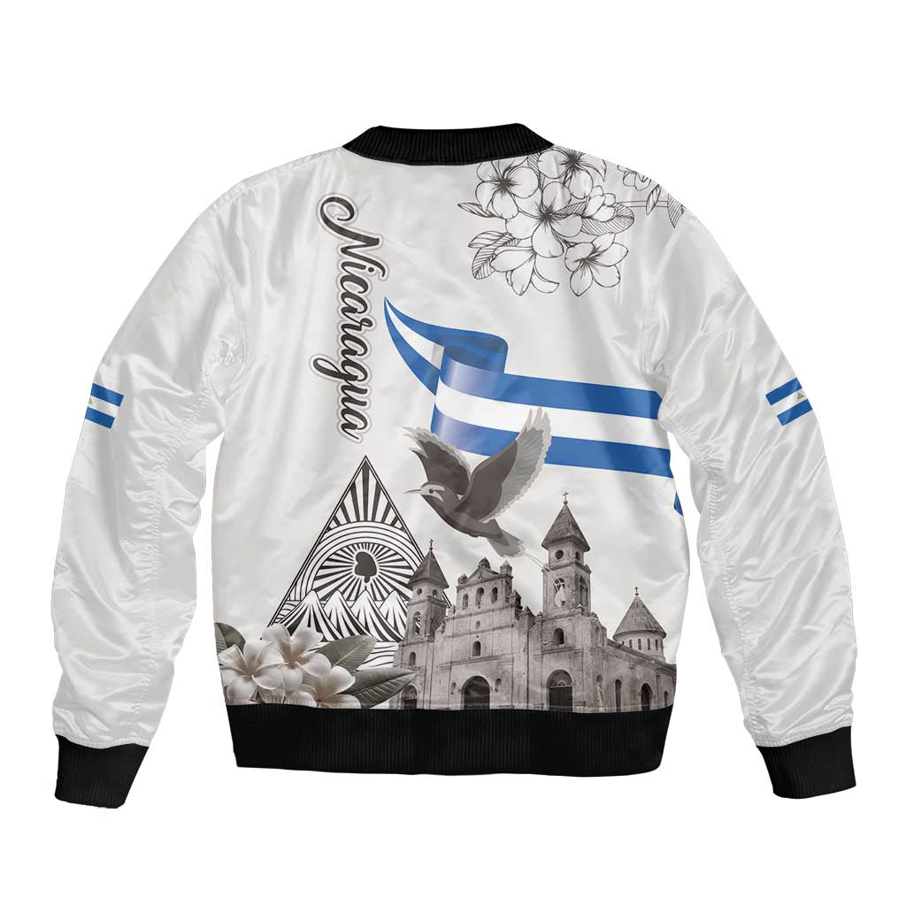 Nicaragua Leon Cathedral Bomber Jacket Motmot with Plumeria Style - Wonder Print Shop