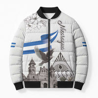 Nicaragua Leon Cathedral Bomber Puffer Jacket Motmot with Plumeria Style - Wonder Print Shop