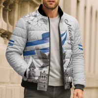 Nicaragua Leon Cathedral Bomber Puffer Jacket Motmot with Plumeria Style - Wonder Print Shop