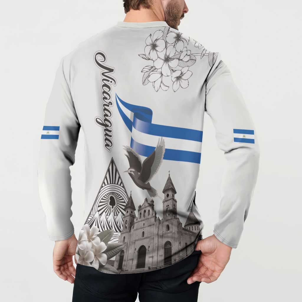 Nicaragua Leon Cathedral Button Sweatshirt Motmot with Plumeria Style - Wonder Print Shop