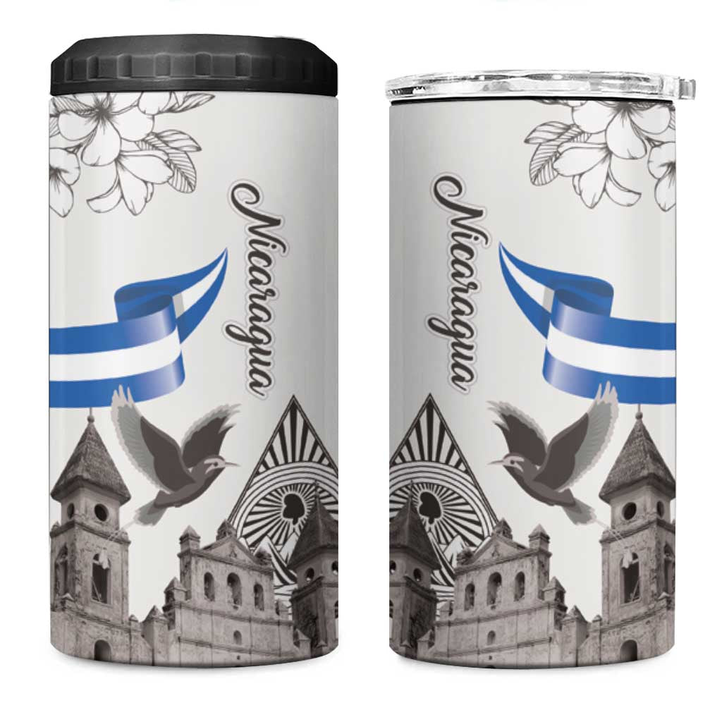 Nicaragua Leon Cathedral 4 in 1 Can Cooler Tumbler Motmot with Plumeria Style - Wonder Print Shop