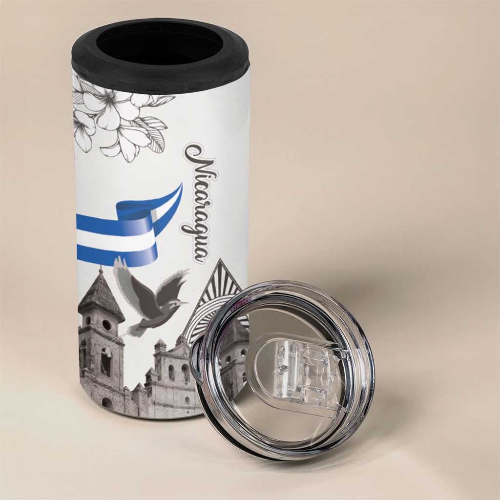 Nicaragua Leon Cathedral 4 in 1 Can Cooler Tumbler Motmot with Plumeria Style - Wonder Print Shop
