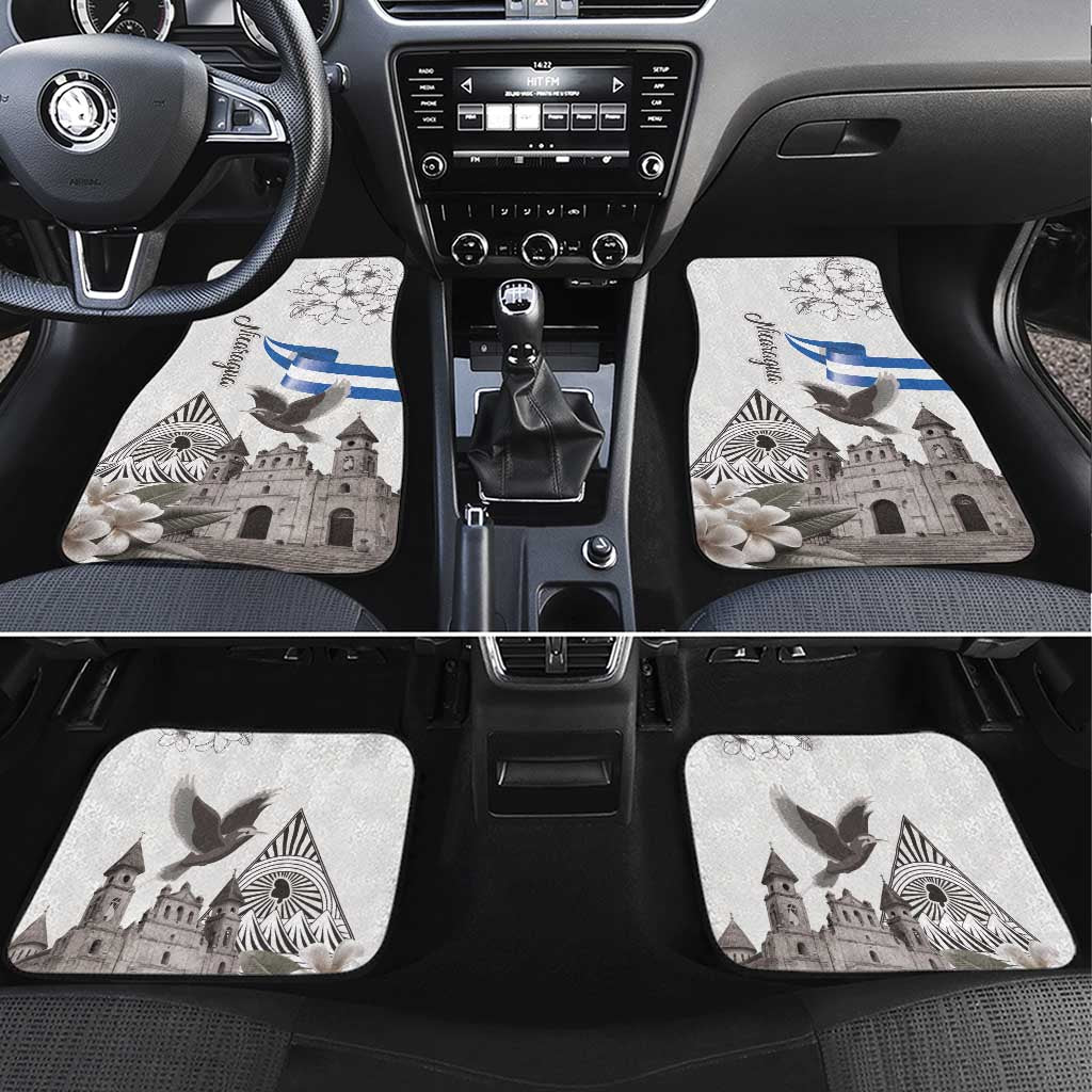 Nicaragua Leon Cathedral Car Mats Motmot with Plumeria Style - Wonder Print Shop