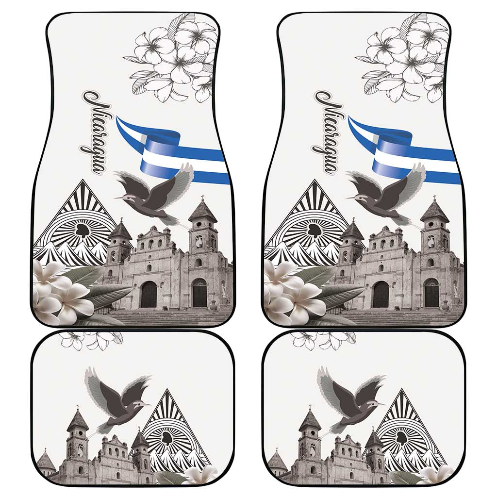 Nicaragua Leon Cathedral Car Mats Motmot with Plumeria Style - Wonder Print Shop