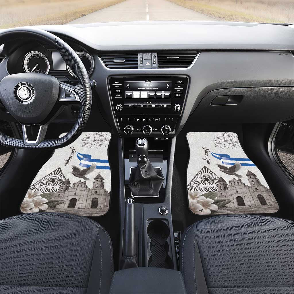 Nicaragua Leon Cathedral Car Mats Motmot with Plumeria Style - Wonder Print Shop
