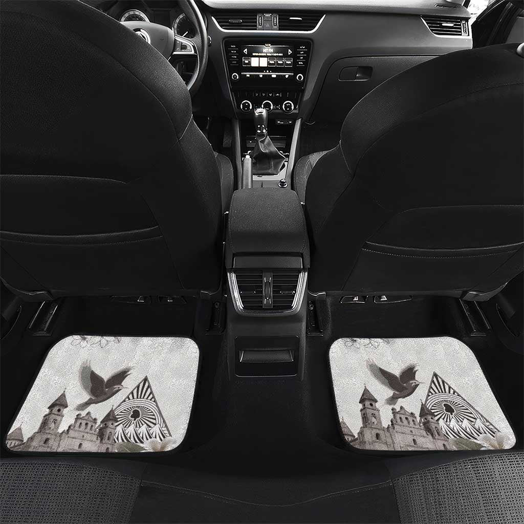 Nicaragua Leon Cathedral Car Mats Motmot with Plumeria Style - Wonder Print Shop