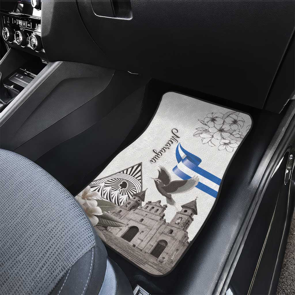 Nicaragua Leon Cathedral Car Mats Motmot with Plumeria Style - Wonder Print Shop