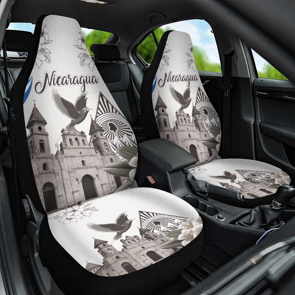Nicaragua Leon Cathedral Car Seat Cover Motmot with Plumeria Style - Wonder Print Shop
