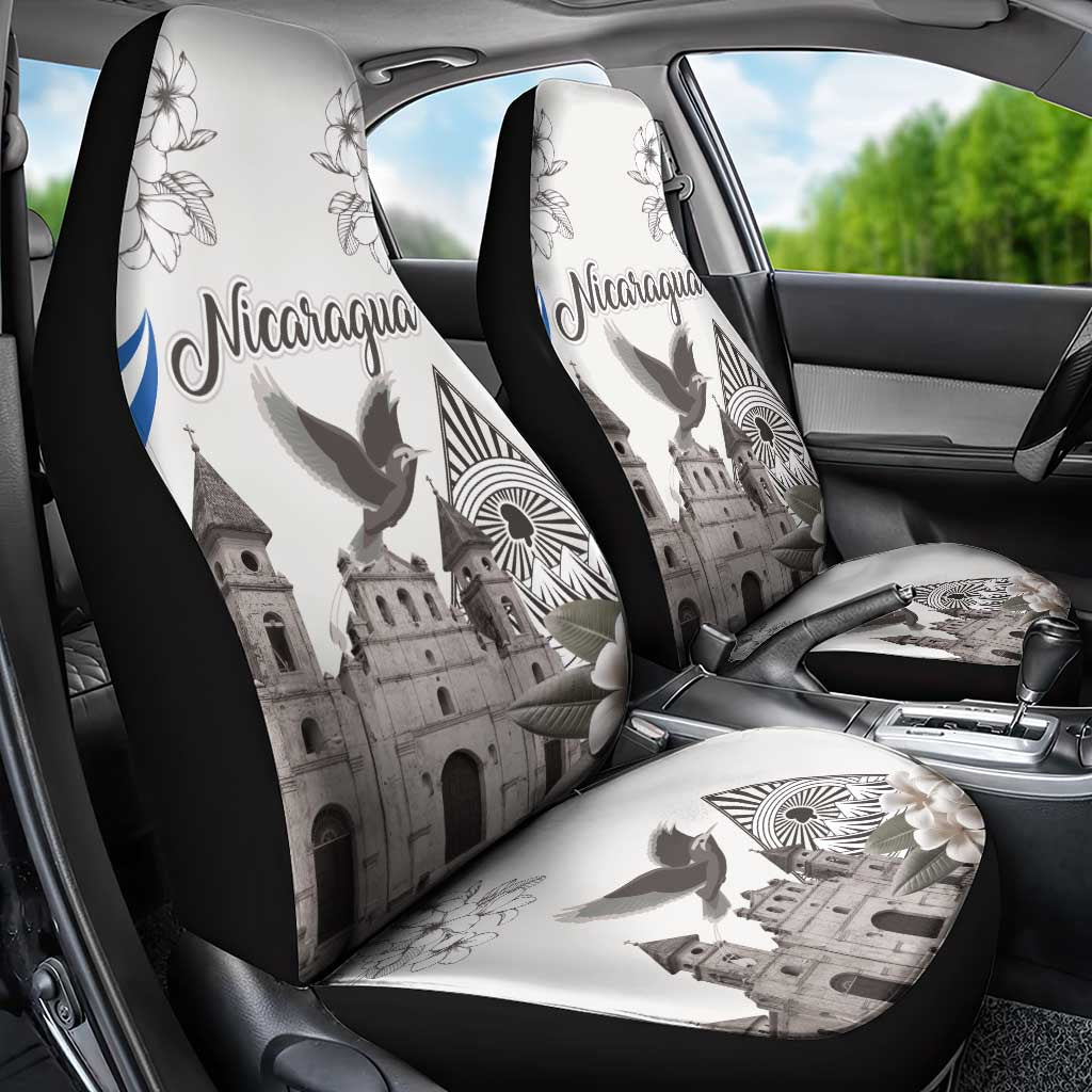 Nicaragua Leon Cathedral Car Seat Cover Motmot with Plumeria Style - Wonder Print Shop