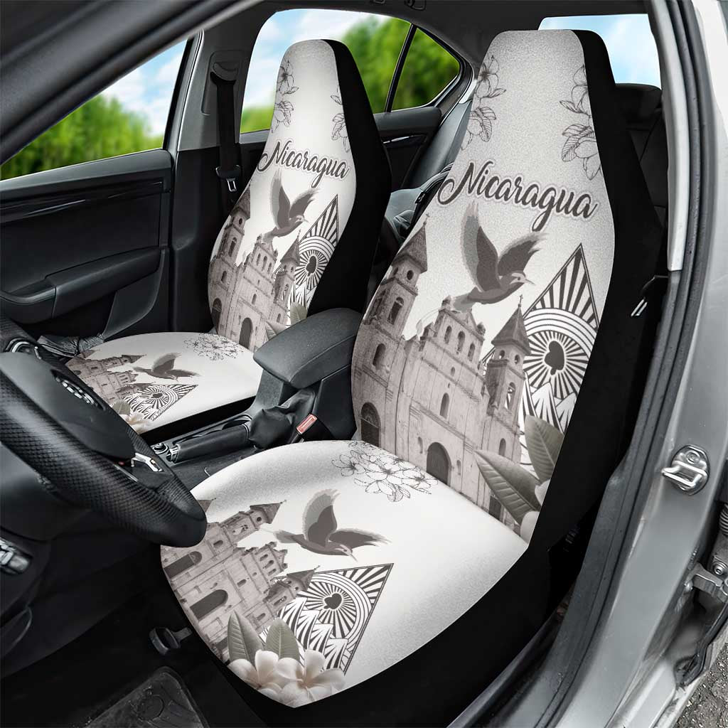Nicaragua Leon Cathedral Car Seat Cover Motmot with Plumeria Style - Wonder Print Shop