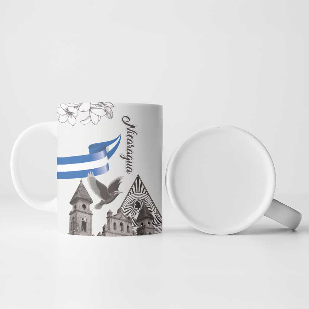 Nicaragua Leon Cathedral Ceramic Mug Motmot with Plumeria Style - Wonder Print Shop