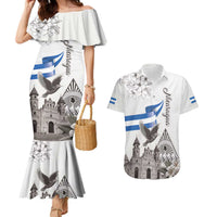 Nicaragua Leon Cathedral Couples Matching Mermaid Dress and Hawaiian Shirt Motmot with Plumeria Style - Wonder Print Shop