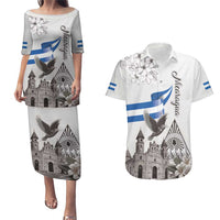 Nicaragua Leon Cathedral Couples Matching Puletasi and Hawaiian Shirt Motmot with Plumeria Style - Wonder Print Shop