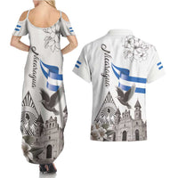Nicaragua Leon Cathedral Couples Matching Summer Maxi Dress and Hawaiian Shirt Motmot with Plumeria Style - Wonder Print Shop
