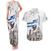 Nicaragua Leon Cathedral Couples Matching Tank Maxi Dress and Hawaiian Shirt Motmot with Plumeria Style - Wonder Print Shop