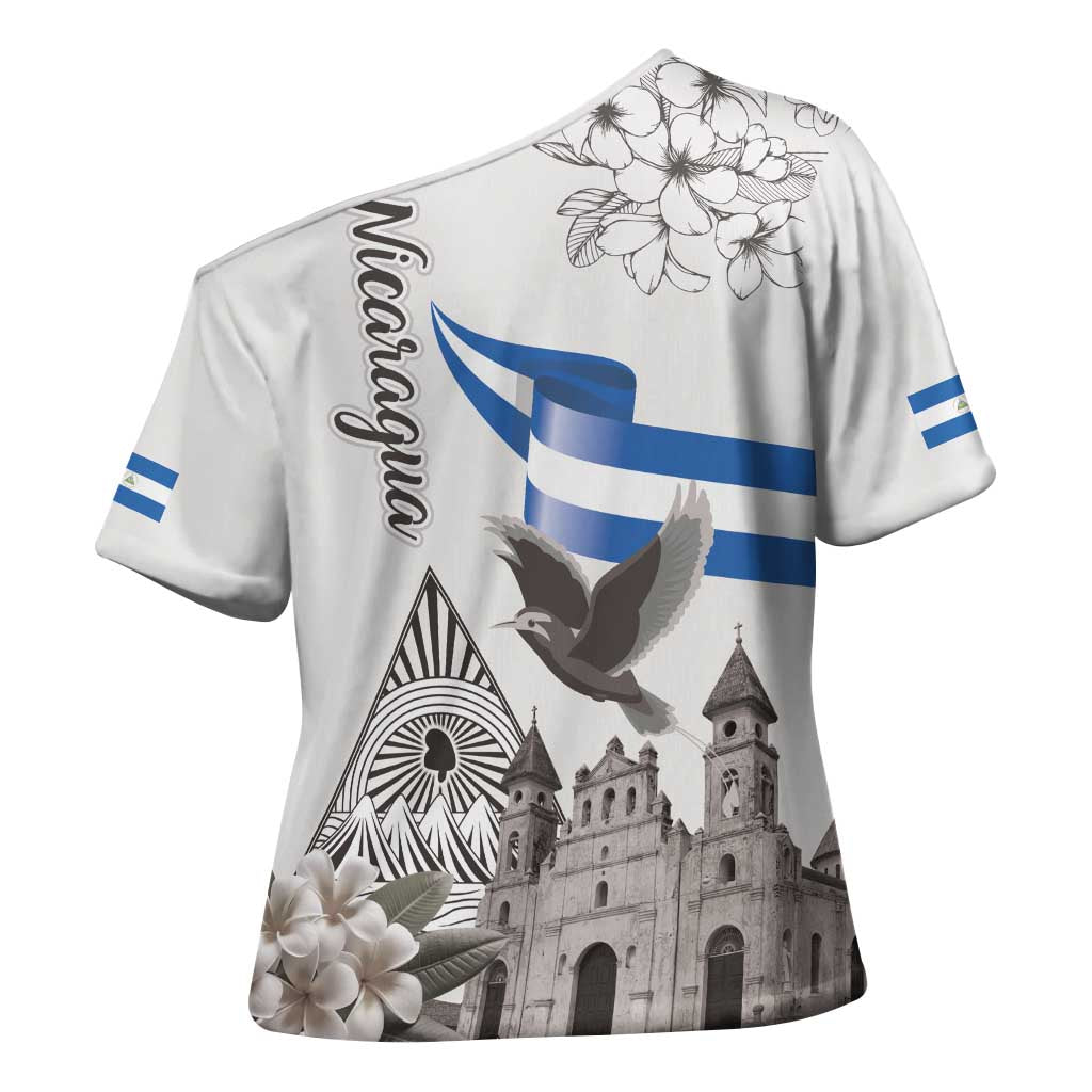 Nicaragua Leon Cathedral Cross Shoulder Shirt Motmot with Plumeria Style - Wonder Print Shop