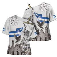 Nicaragua Leon Cathedral Cross Shoulder Shirt Motmot with Plumeria Style - Wonder Print Shop