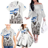 Nicaragua Leon Cathedral Family Matching Off The Shoulder Long Sleeve Dress and Hawaiian Shirt Motmot with Plumeria Style - Wonder Print Shop