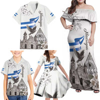 Nicaragua Leon Cathedral Family Matching Off Shoulder Maxi Dress and Hawaiian Shirt Motmot with Plumeria Style - Wonder Print Shop
