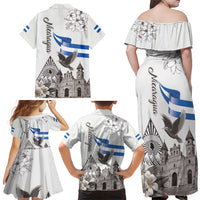 Nicaragua Leon Cathedral Family Matching Off Shoulder Maxi Dress and Hawaiian Shirt Motmot with Plumeria Style - Wonder Print Shop