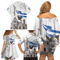 Nicaragua Leon Cathedral Family Matching Off Shoulder Short Dress and Hawaiian Shirt Motmot with Plumeria Style - Wonder Print Shop