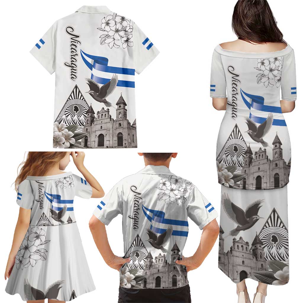 Nicaragua Leon Cathedral Family Matching Puletasi and Hawaiian Shirt Motmot with Plumeria Style - Wonder Print Shop