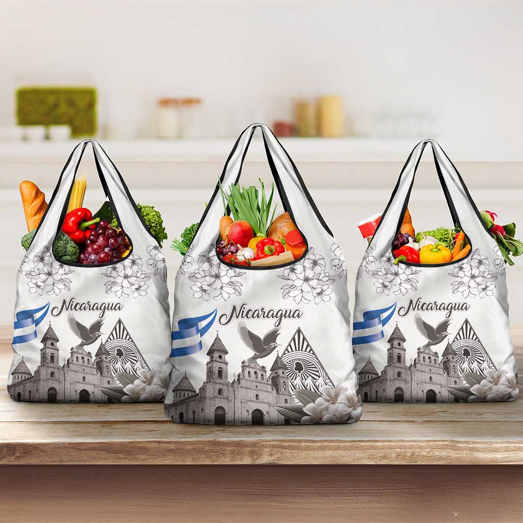 Nicaragua Leon Cathedral Grocery Bag Motmot with Plumeria Style - Wonder Print Shop