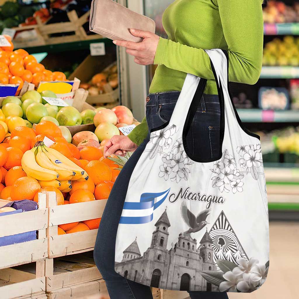 Nicaragua Leon Cathedral Grocery Bag Motmot with Plumeria Style - Wonder Print Shop