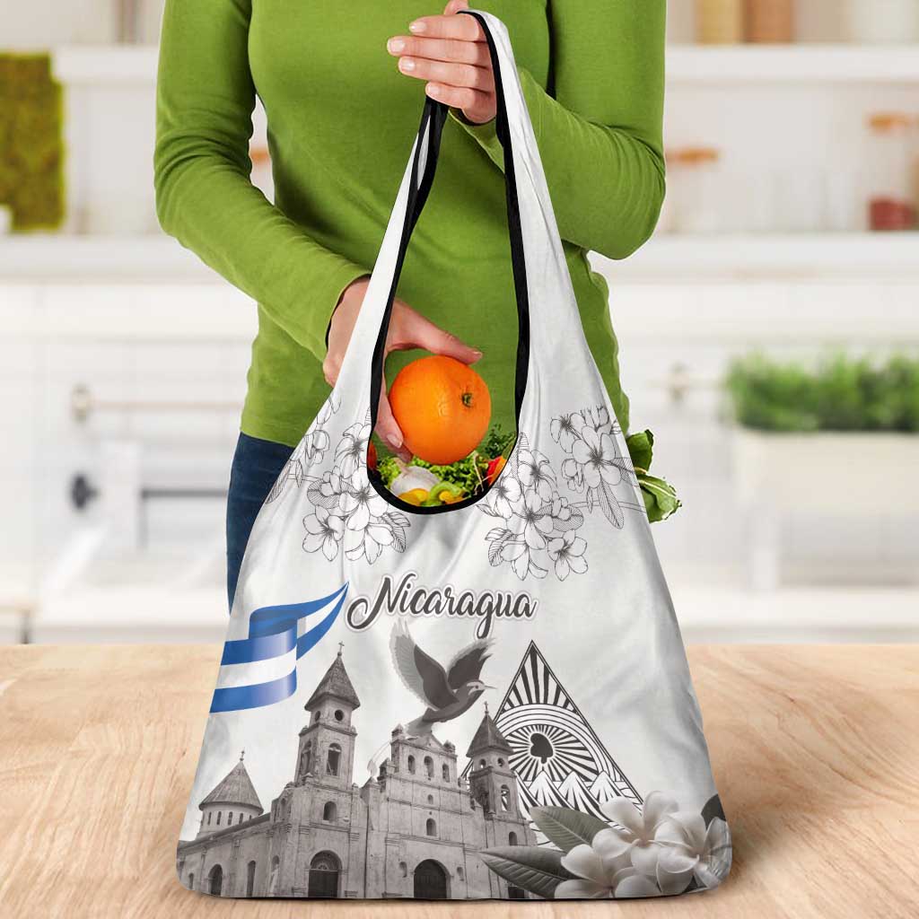 Nicaragua Leon Cathedral Grocery Bag Motmot with Plumeria Style - Wonder Print Shop