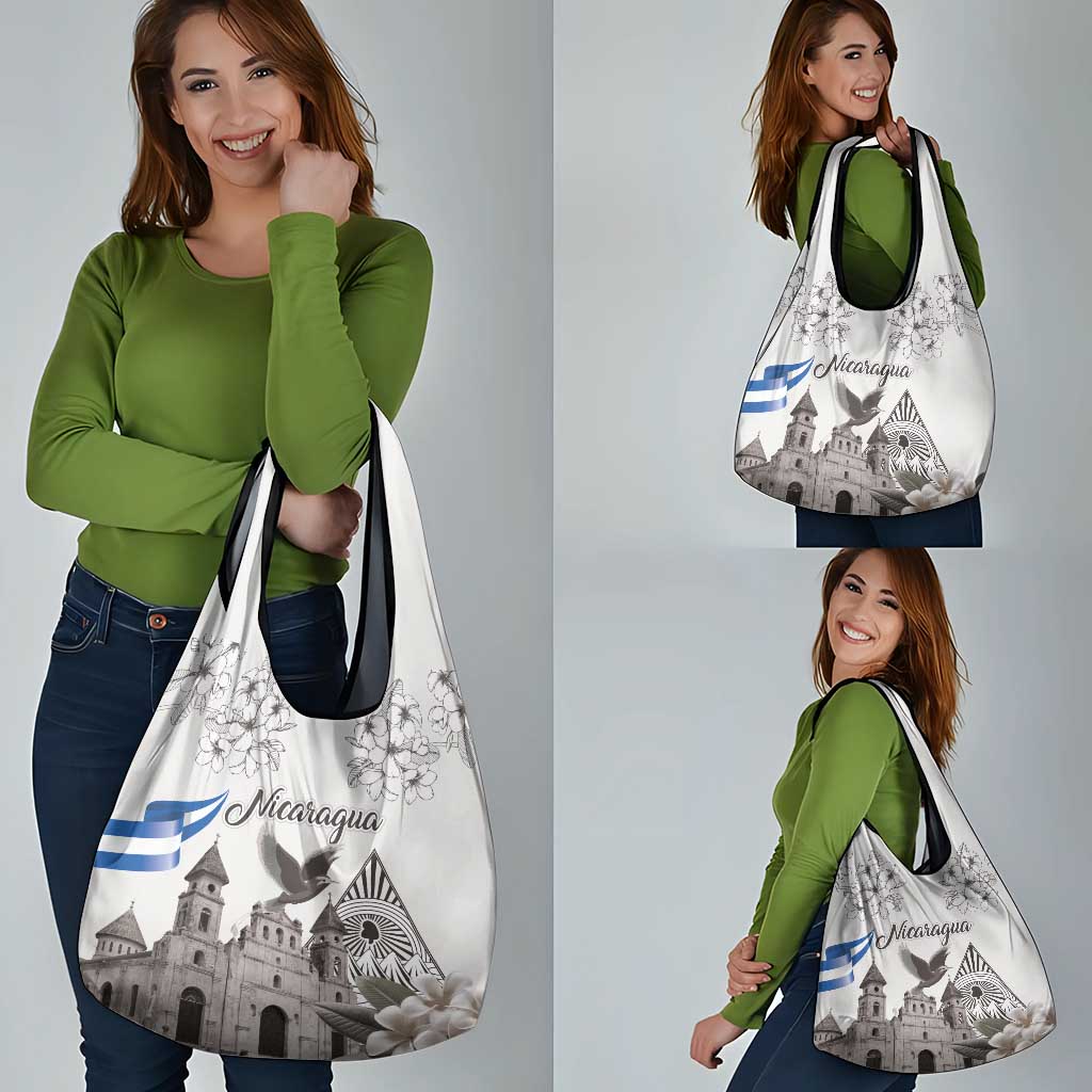 Nicaragua Leon Cathedral Grocery Bag Motmot with Plumeria Style - Wonder Print Shop